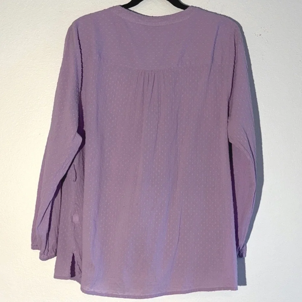 Lane Bryant Lavender Purple Swiss Dot Button‎ Front Blouse Top Size 14 Womens